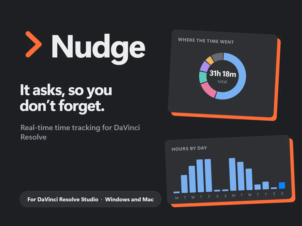 Nudge showing where the time went, 31 hours 18 minutes total, and hours by day